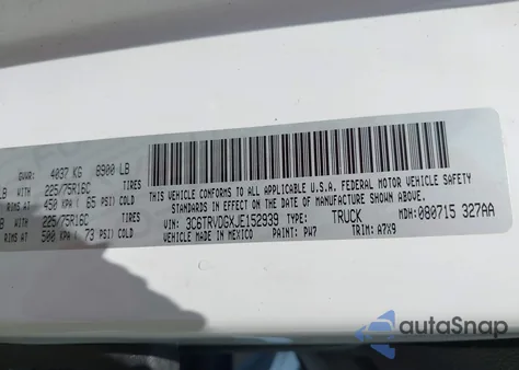 2018 Ram Promaster 2500 2500 High из США, поврежденный, VIN 3C6TRVDGXJE152939